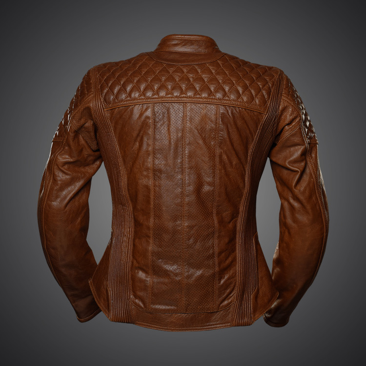 4SR luksusowa damska kurtka motocyklowa Scrambler Lady Cognac tył