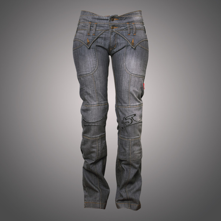 4SR szare damskie jeansy motocyklowe Jeans Lady Star Grey