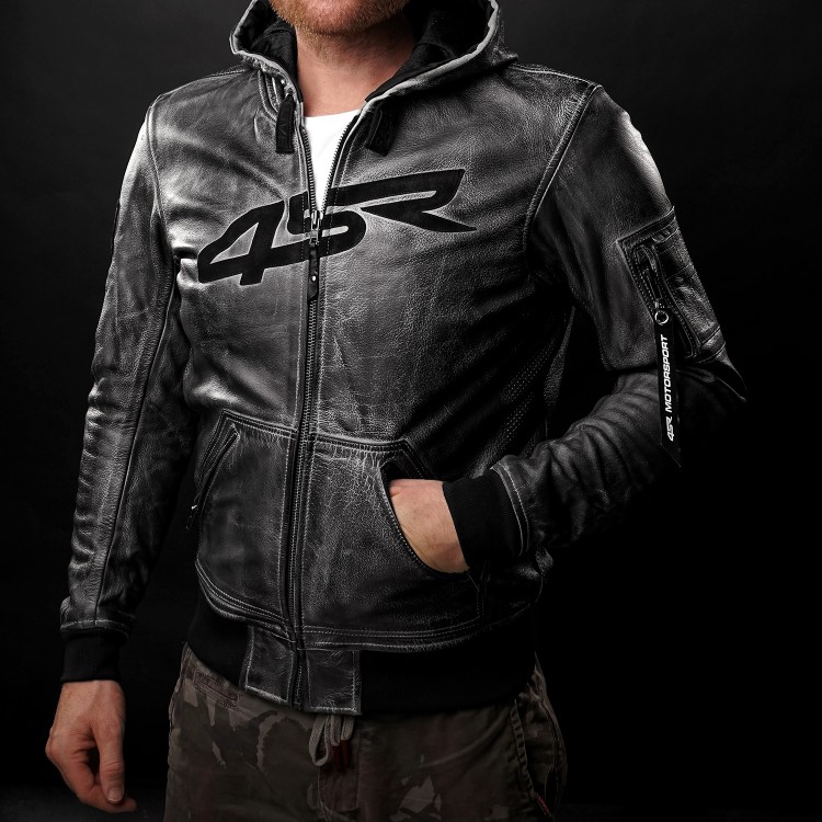 4SR skórzana kurtka motocyklowa z kapturem Hoodie Jacket