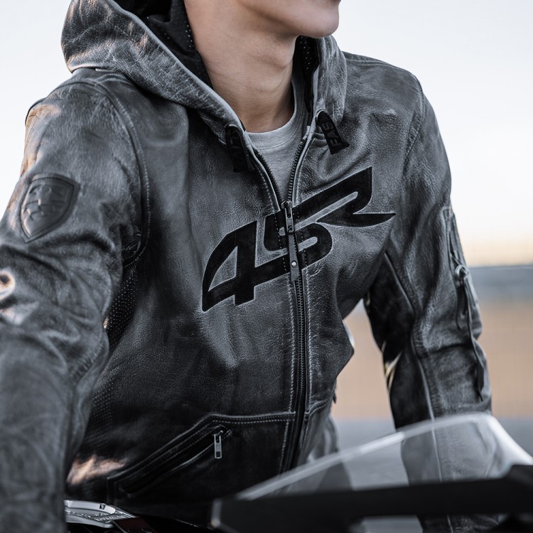 4SR skórzana kurtka motocyklowa z kapturem Hoodie Jacket