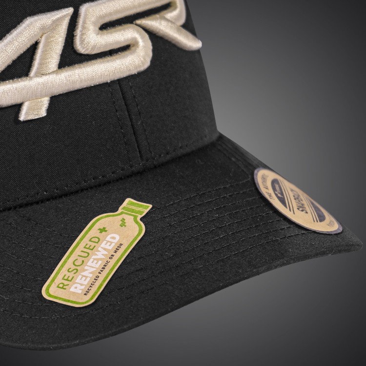 4SR Royal Black Snapback Cap z 3D haftem 4