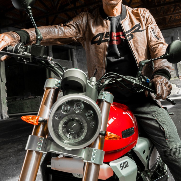 4SR Skórzana kurtka na motor Bomber Jacket Brown Patina