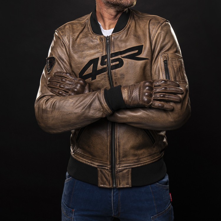 4SR Skórzana kurtka Bomber Jacket Brown Patina