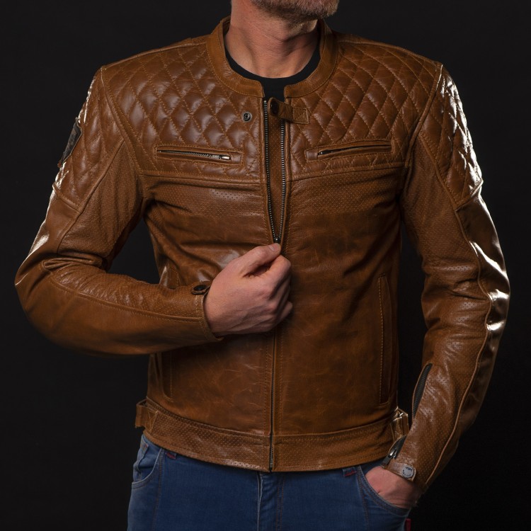 4SR kurtka na motor Scrambler Cognac II