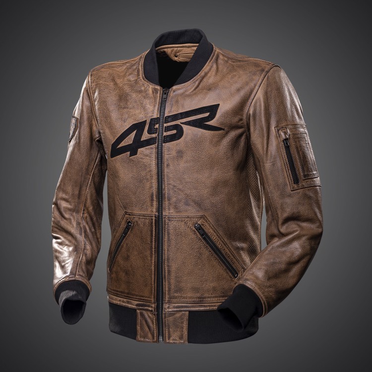 4SR Skórzana kurtka motocyklowa Bomber Jacket Brown Patina 1