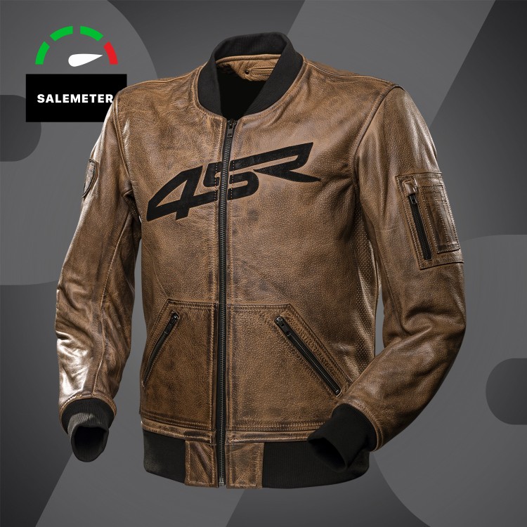 4SR Skórzana kurtka motocyklowa Bomber Jacket Brown Patina
